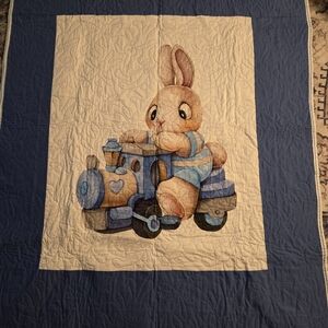 Blue and White Bunny Quilt